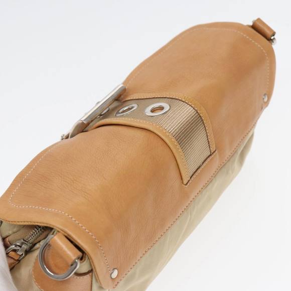 PRADA Shoulder Bag Nylon Leather Beige Auth bs16409 - Picture 5 of 16